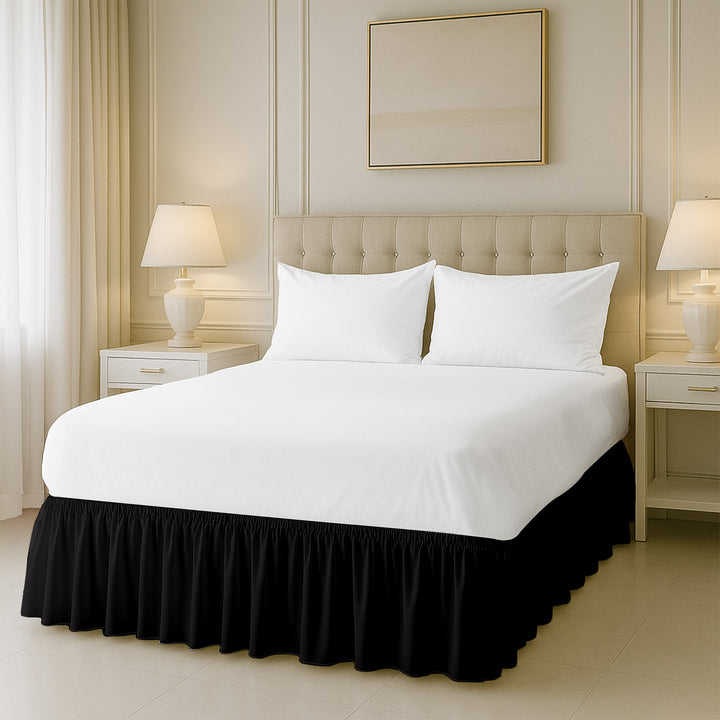 Microfiber wrap-around bed skirt easy to put on full beds