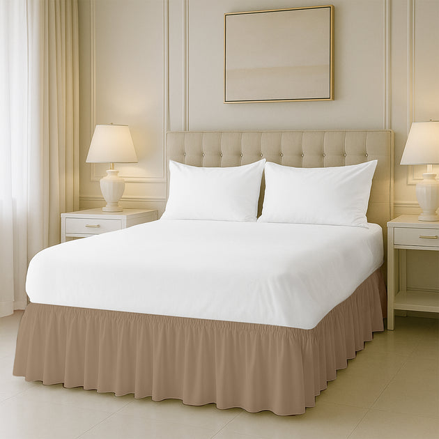 Microfiber wrap-around bed skirt easy to put on full beds