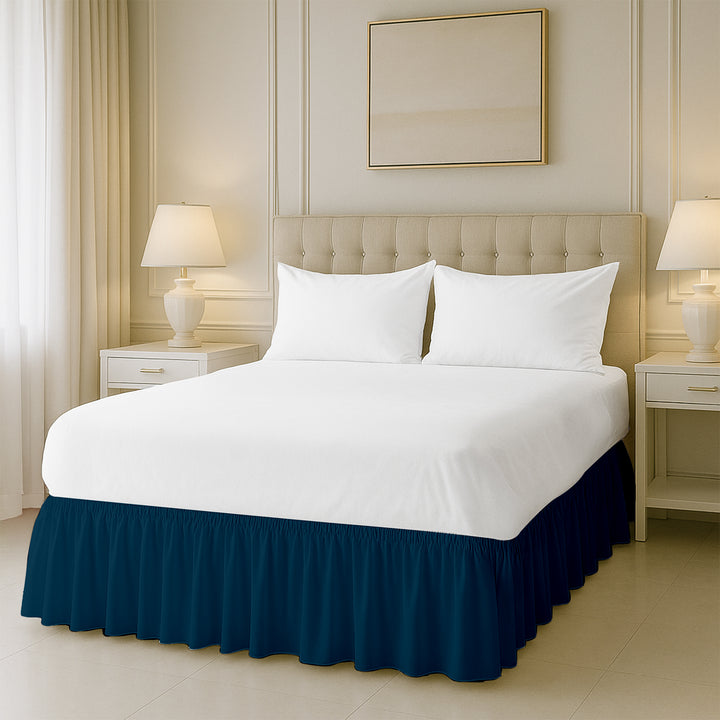 Microfiber wrap-around bed skirt easy to put on full beds