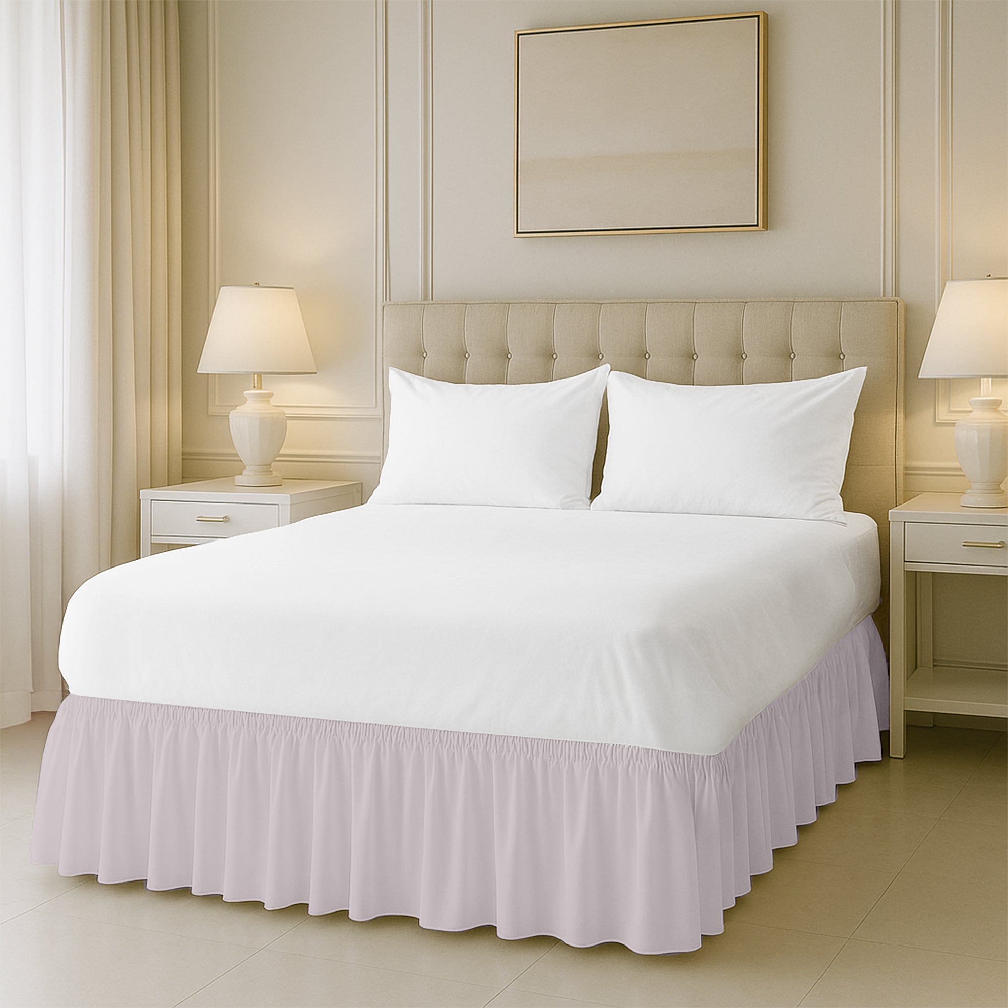 Cotton-like microfiber wrap-around bed skirts for sale