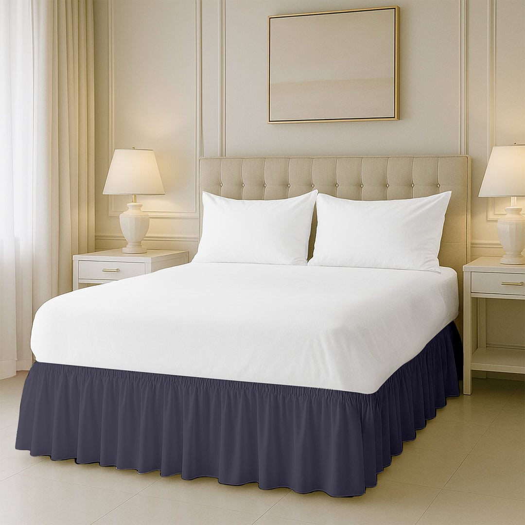 Microfiber wrap-around bed skirt easy to put on full beds