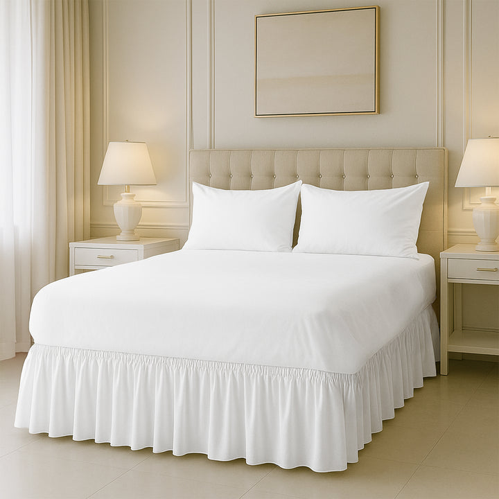 Microfiber wrap-around bed skirt easy to put on full beds