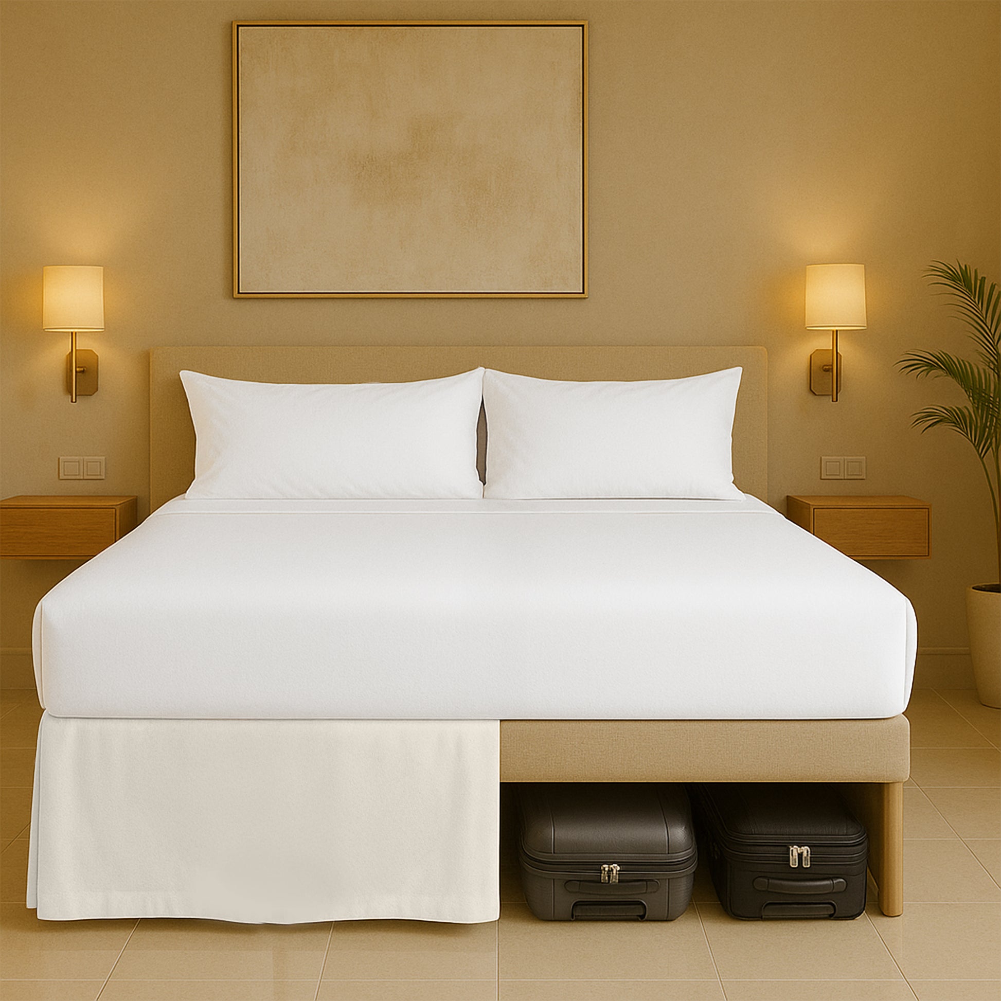 Cotton-like microfiber pleated dust ruffles bed skirts