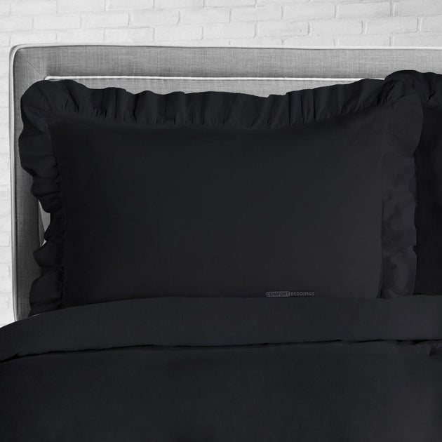 Black Trimmed Ruffle Duvet Cover