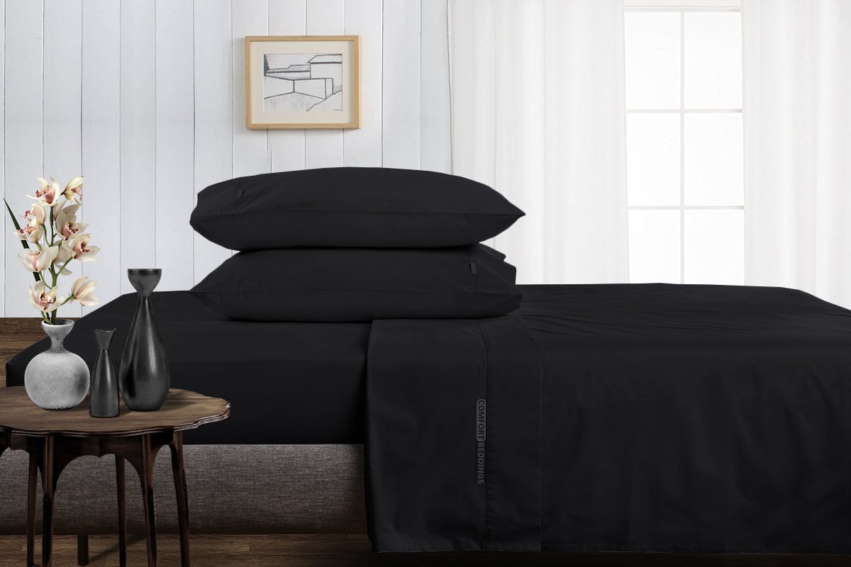 Black Split King Sheets Set