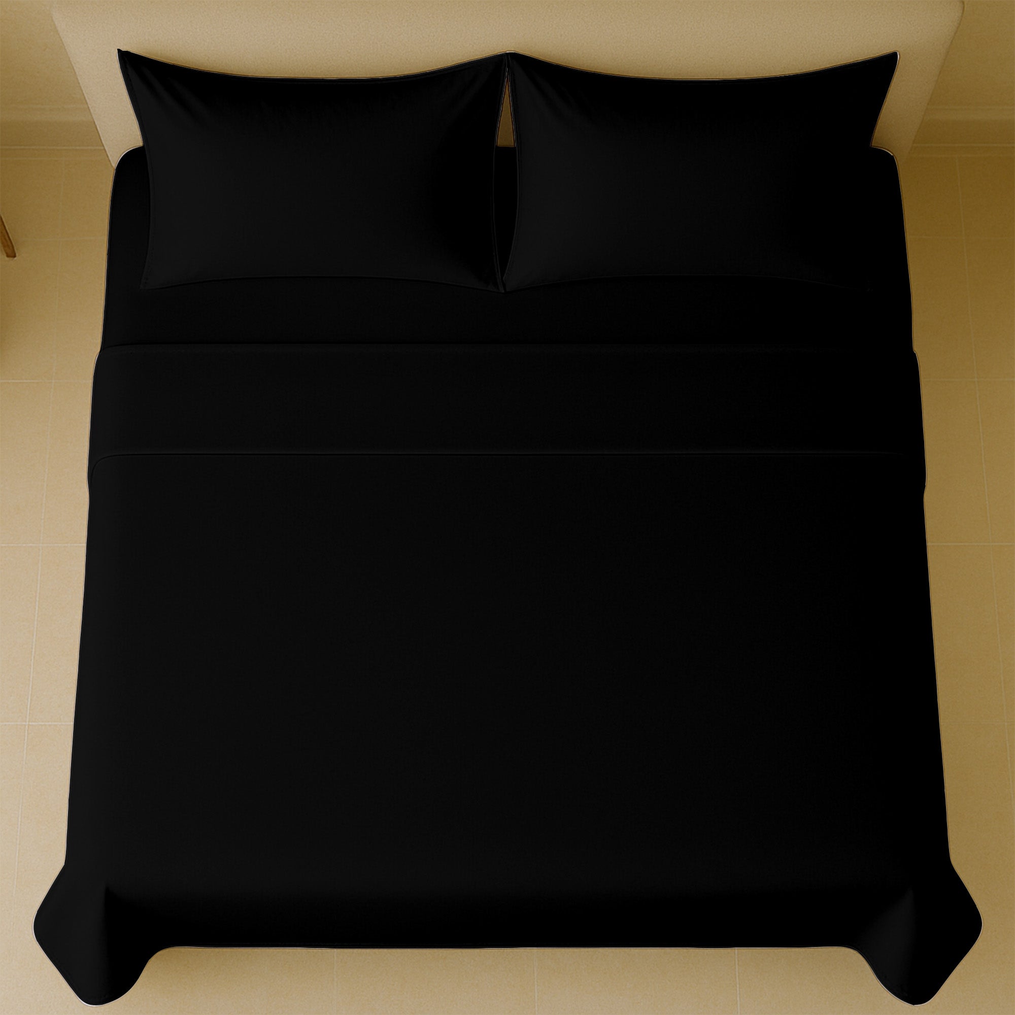 Luxury Sateen queen bed sheets neatly folded on bed