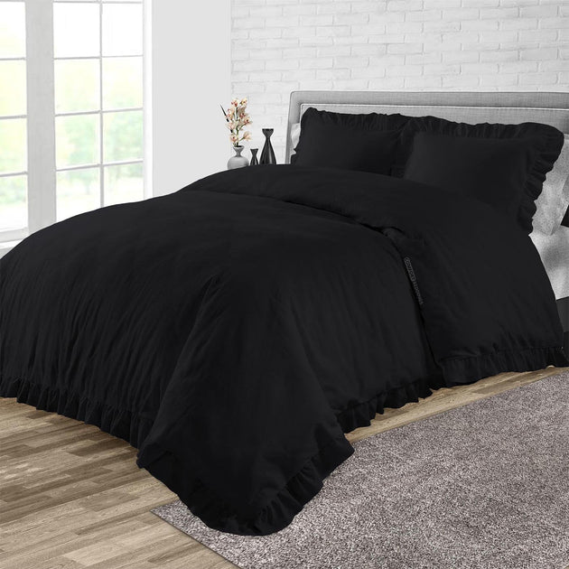 Black Trimmed Ruffle Duvet Covers