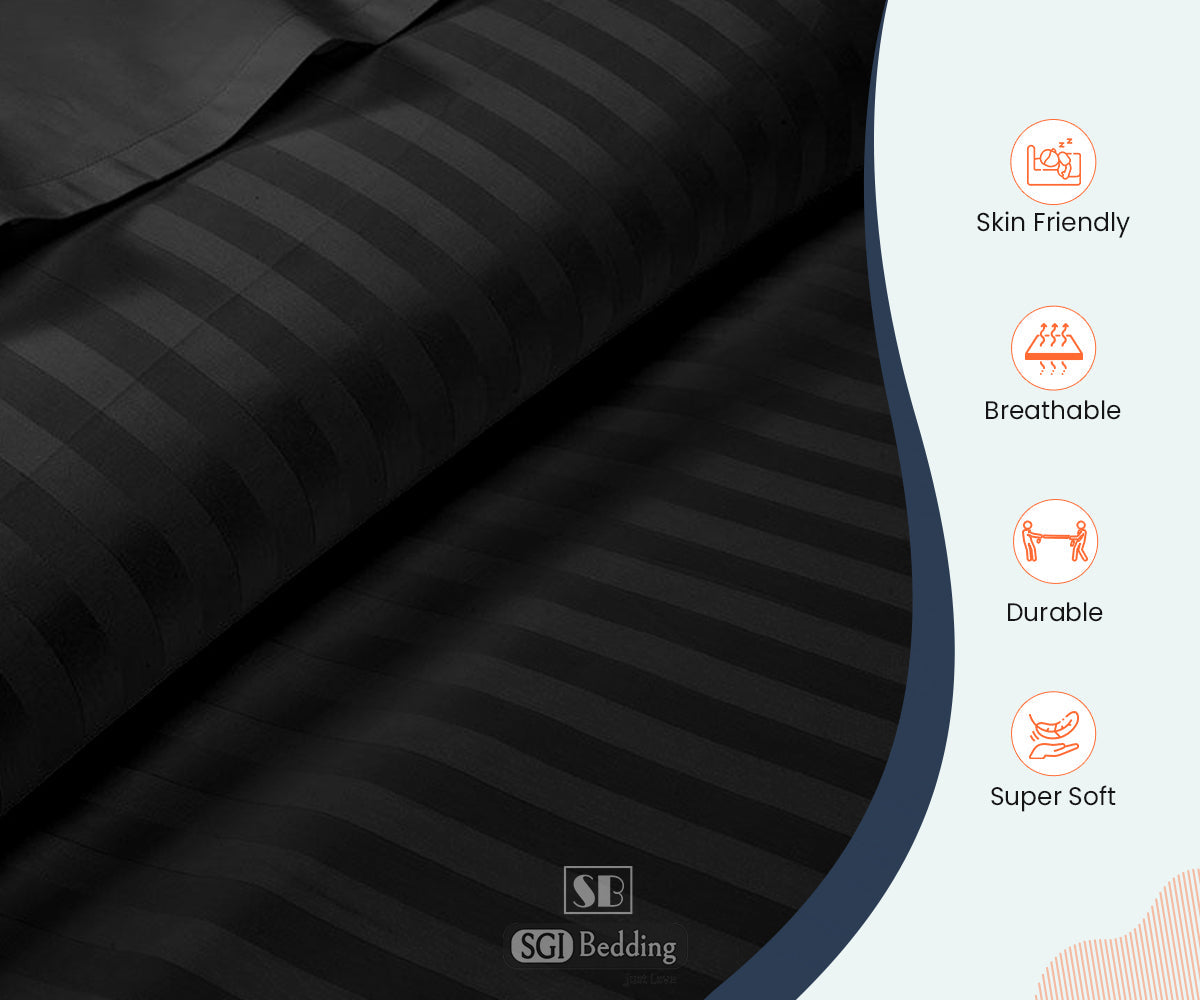 Black Stripe Queen Size Sheets