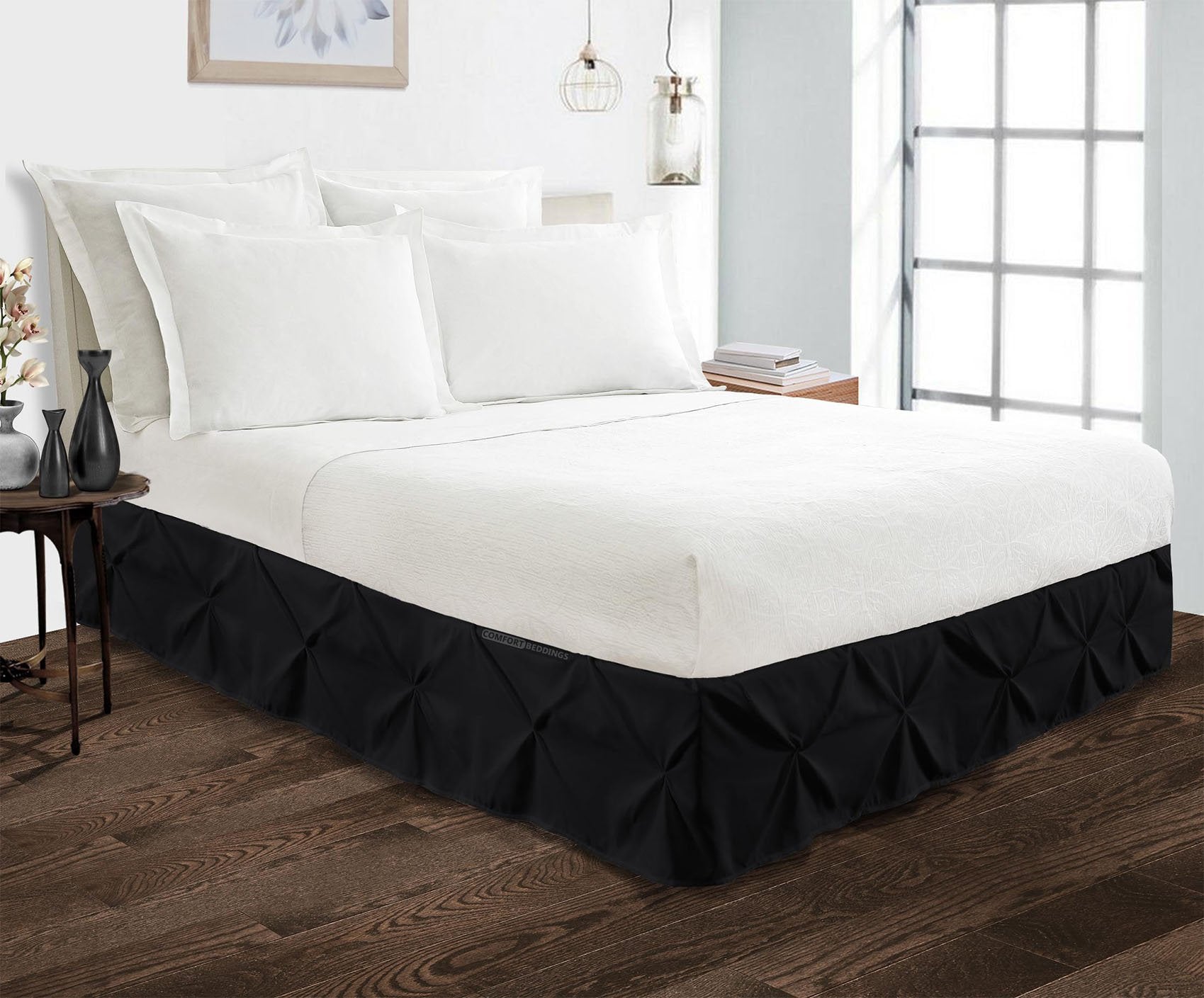 Black Pinch Bed Skirt