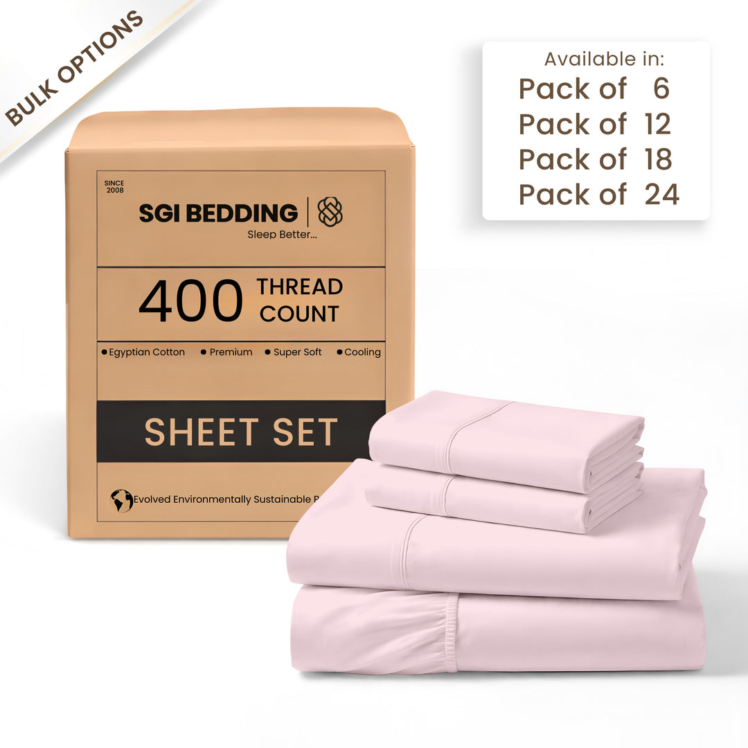400 TC Egyptian Cotton Bulk Hotel Sheet Sets – Premium Hotel Bedding (6 & 12 Pack)