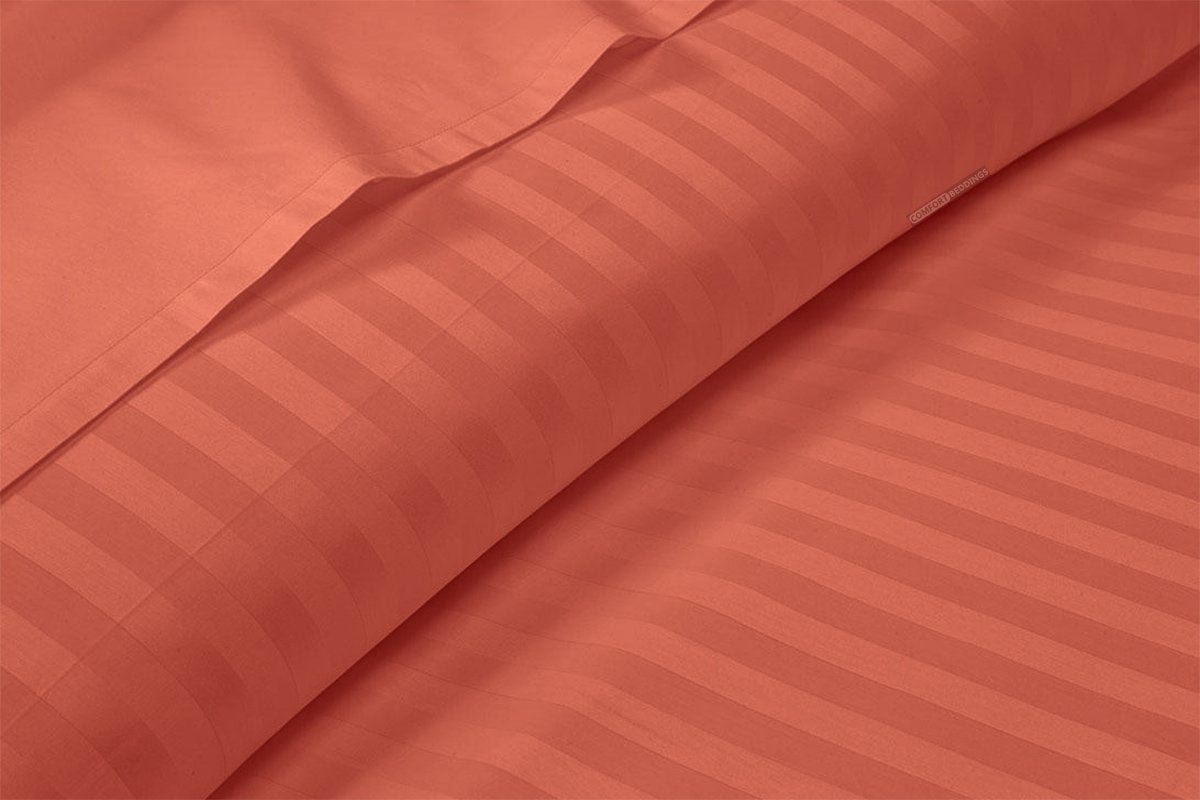 Brick red Stripe Split King Sheets Set