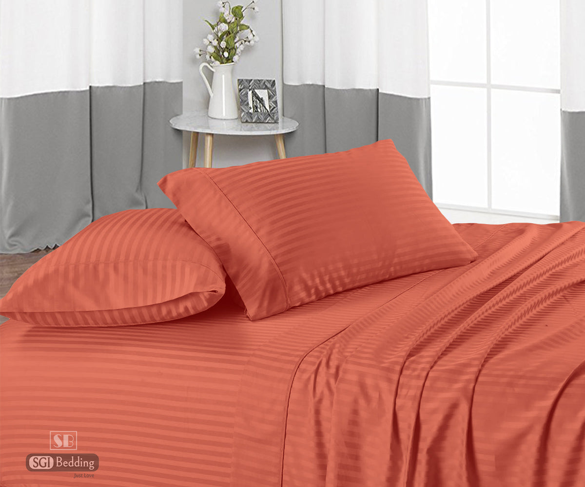 Brick Red Stripe Sheet Set