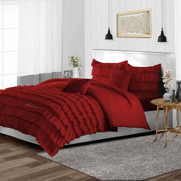 Burgundy Ruffle Duvet Cover