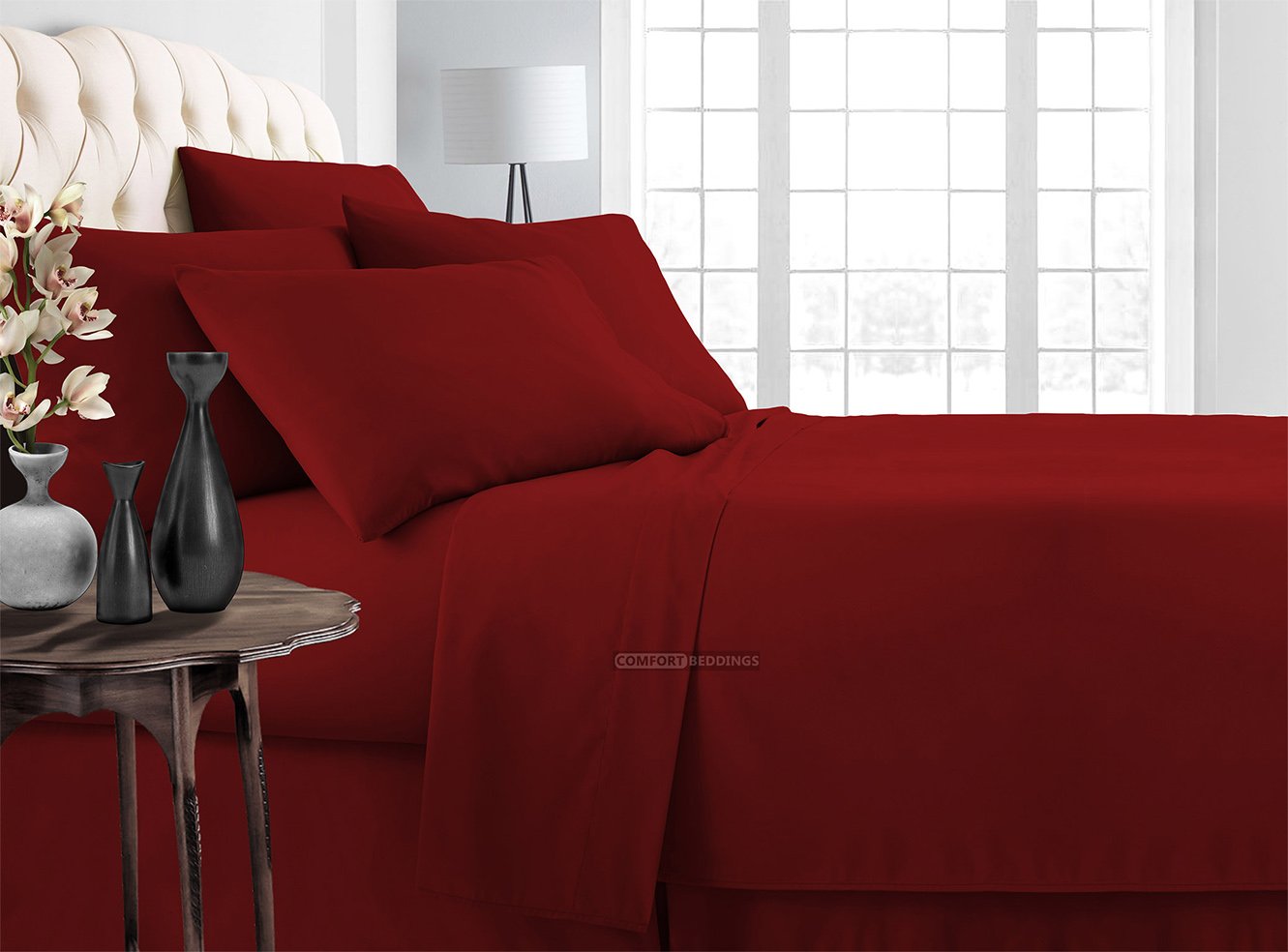 burgundy bedding