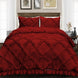 Elegant Burgundy Diamond Ruffled Duvet Cover