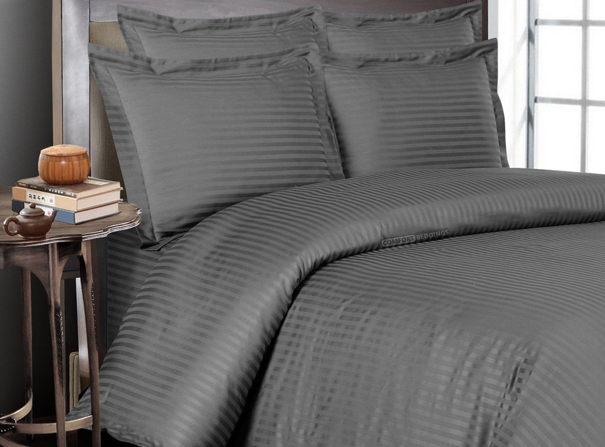 Dark Grey Striped Bed in a Bag