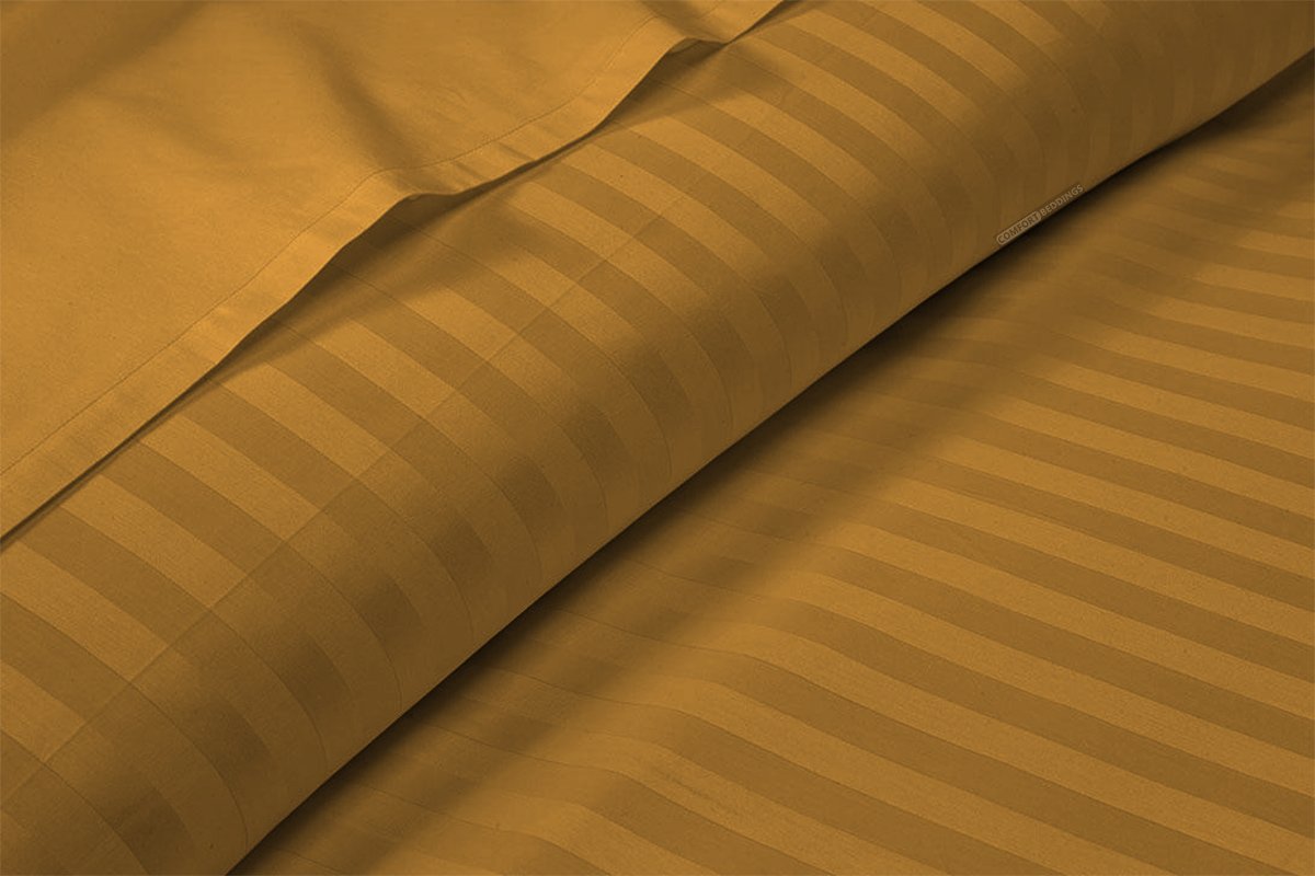 Dark golden Stripe Split King Sheets Set