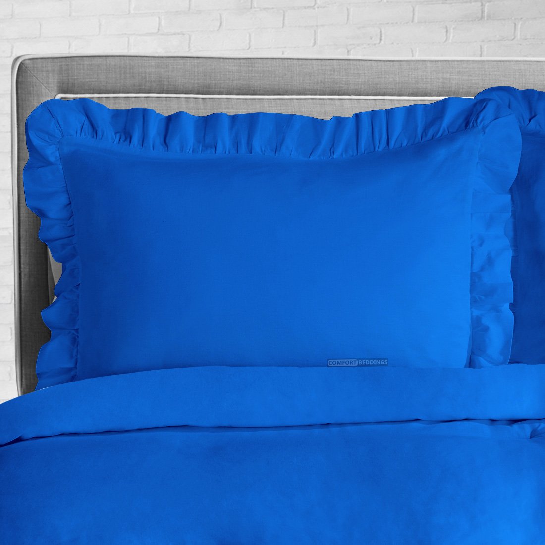 Royal Blue Trimmed Ruffle Duvet Covers