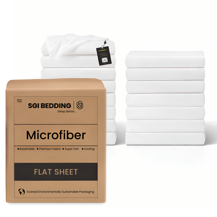 Bulk Microfiber Flat Bed Sheets – Hotel Flat Sheets 6 & 12 Pack