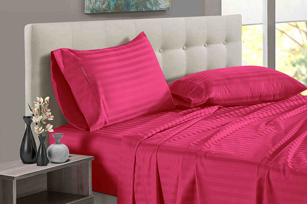 Hot Pink Stripe Split King Sheets