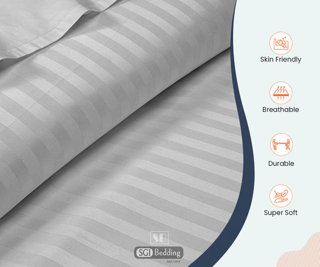 Light Gray Stripe Queen Size Sheets