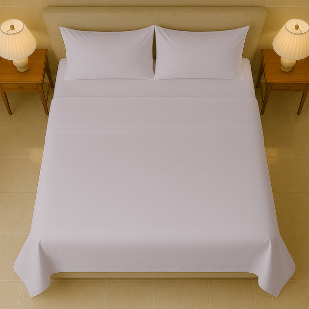 Soft 400 count thread sheets folded on queen size mattress