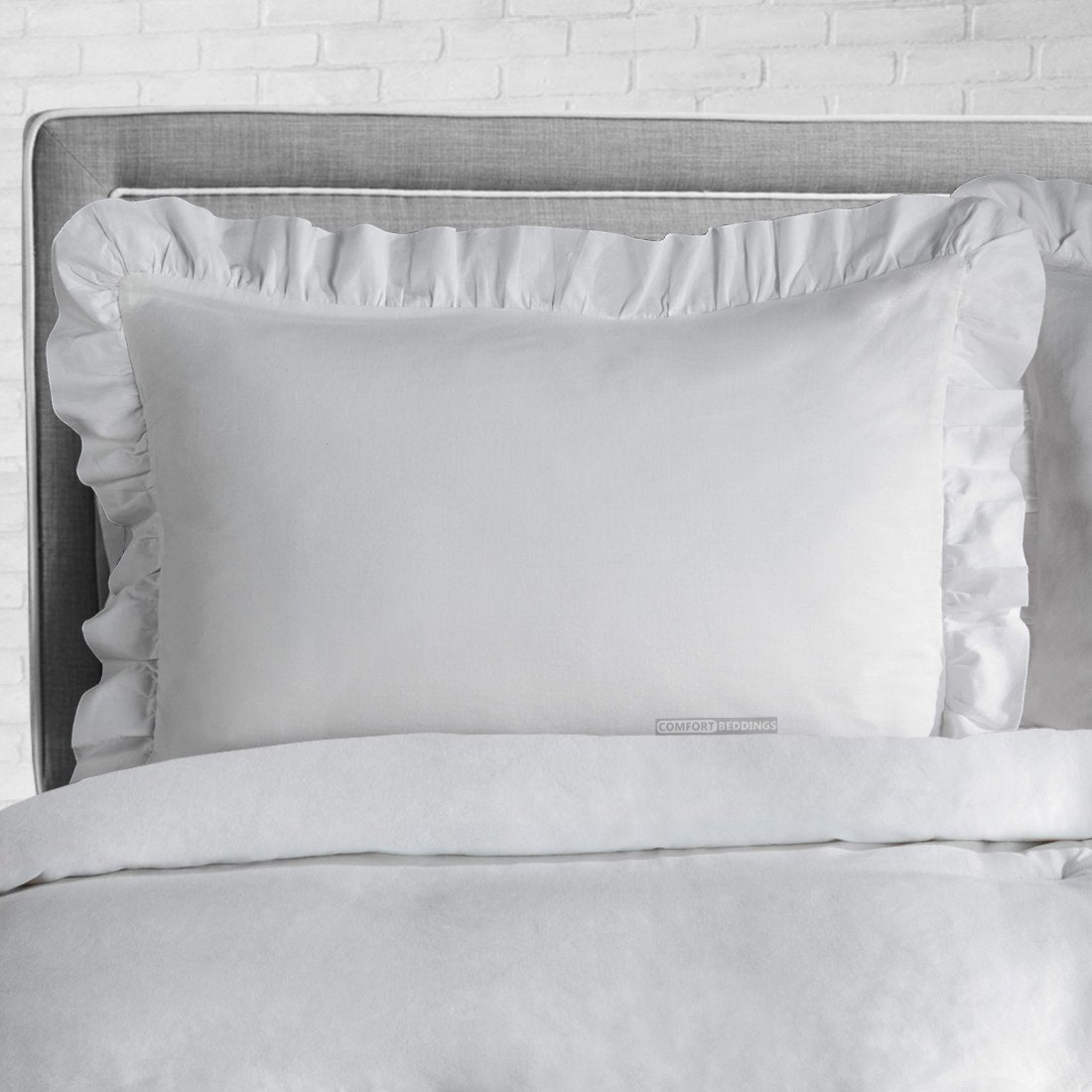 Light Grey Trimmed Ruffle Duvet Covers