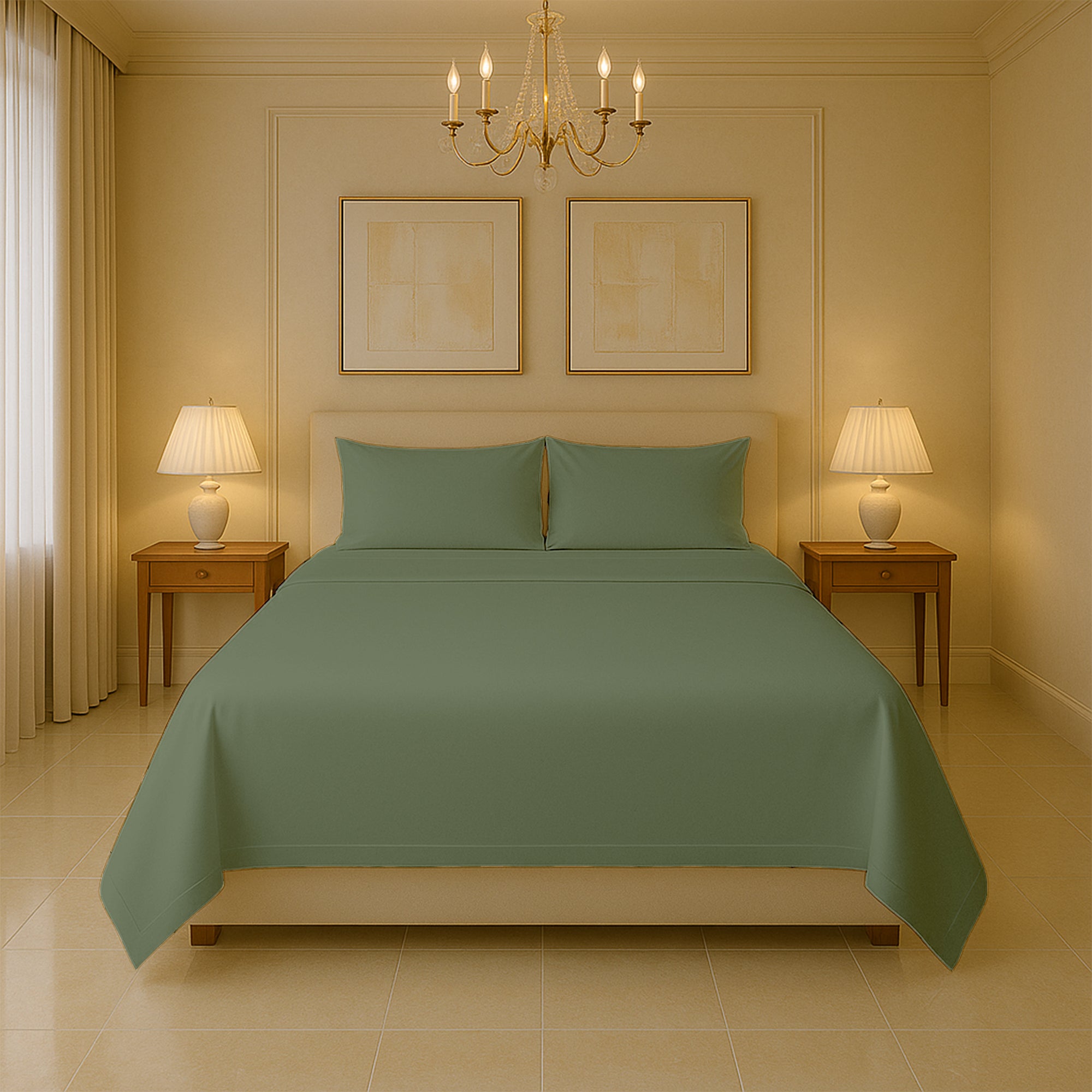 SGI Bedding 400 thread count cotton sheet set with flat sheet, fitted sheet, and pillowcases