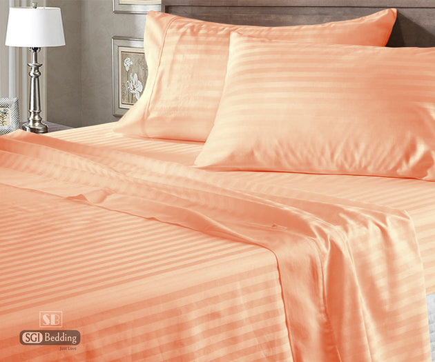 Peach Stripe Flat Sheets