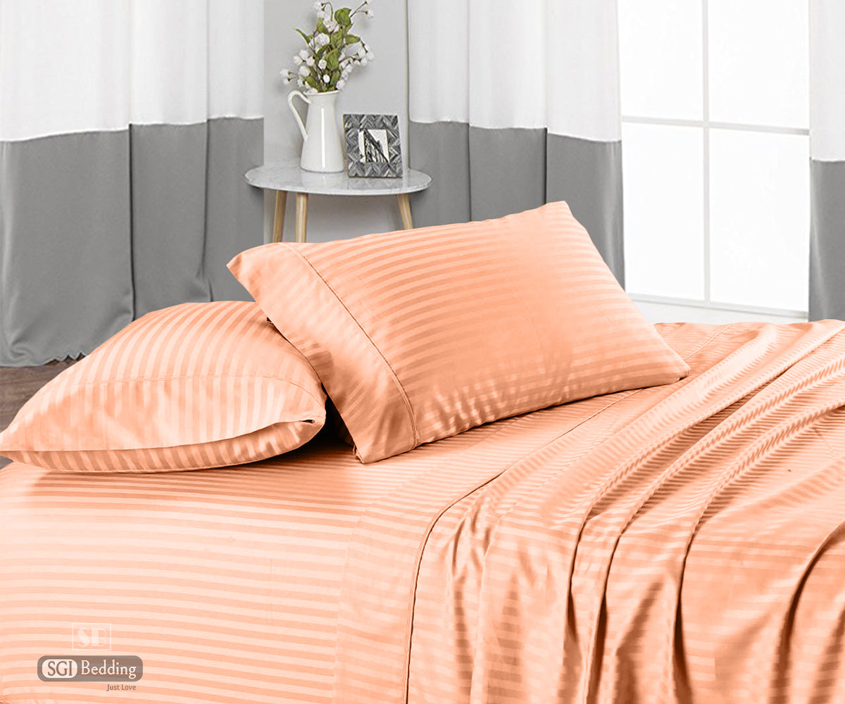 Peach Stripe Sheet Set