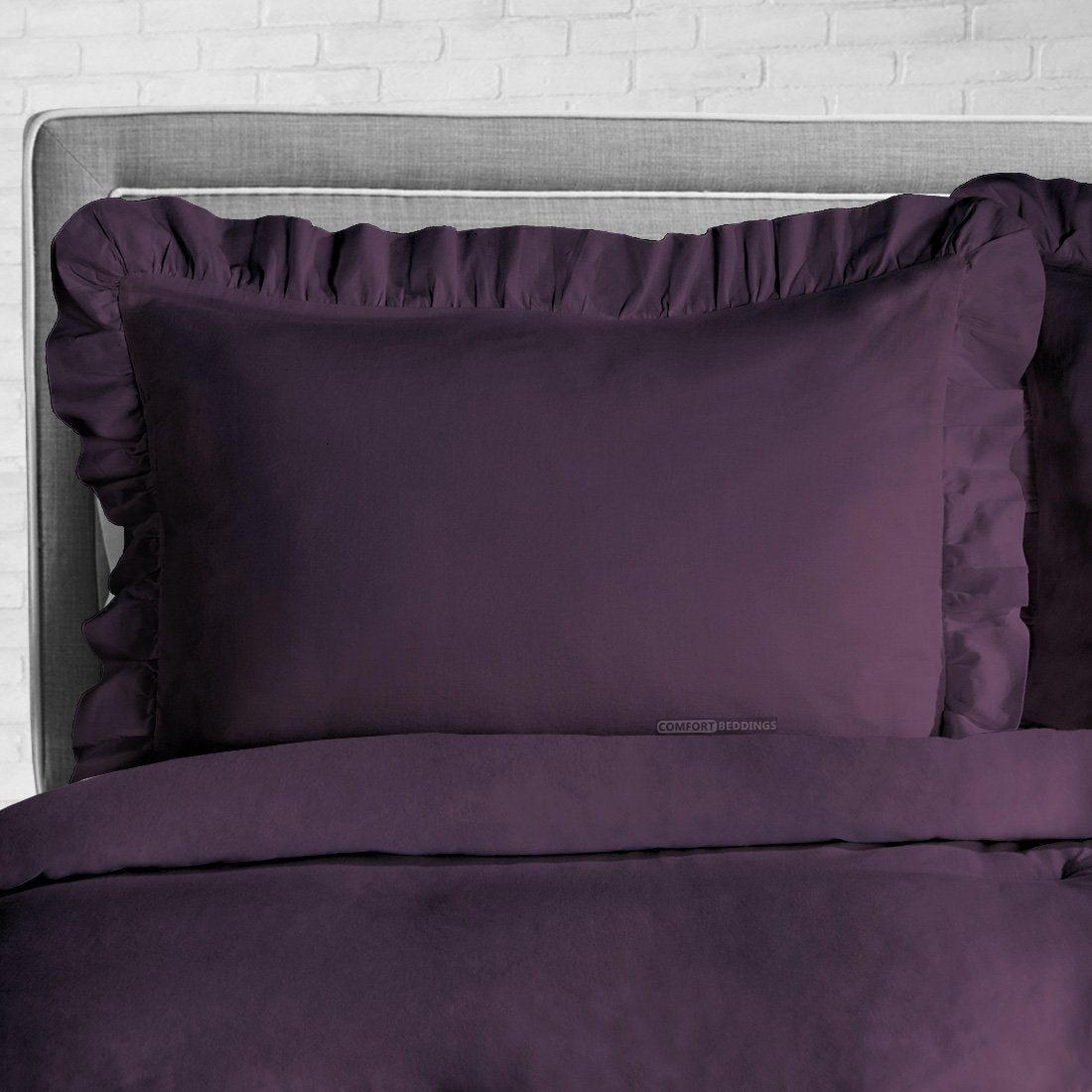 Plum Trimmed Ruffle Duvet Covers