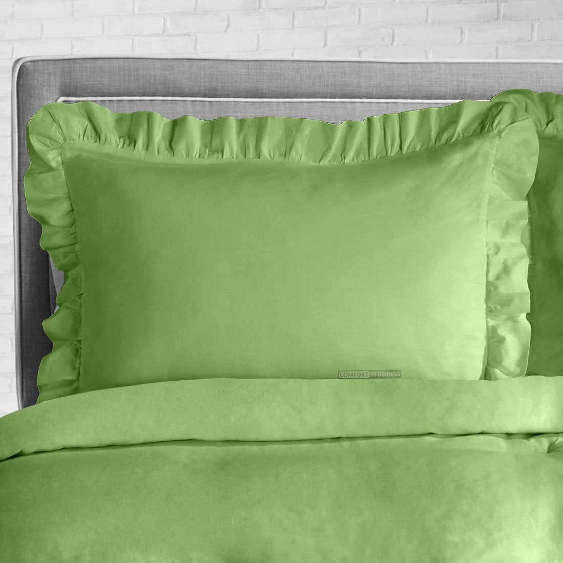 Sage Trimmed Ruffle Duvet Cover