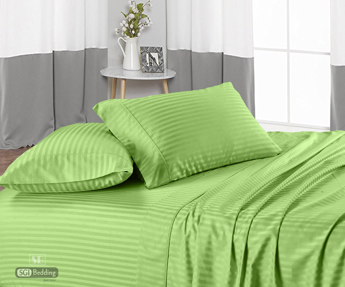 Sage Green Striped Sheet Set