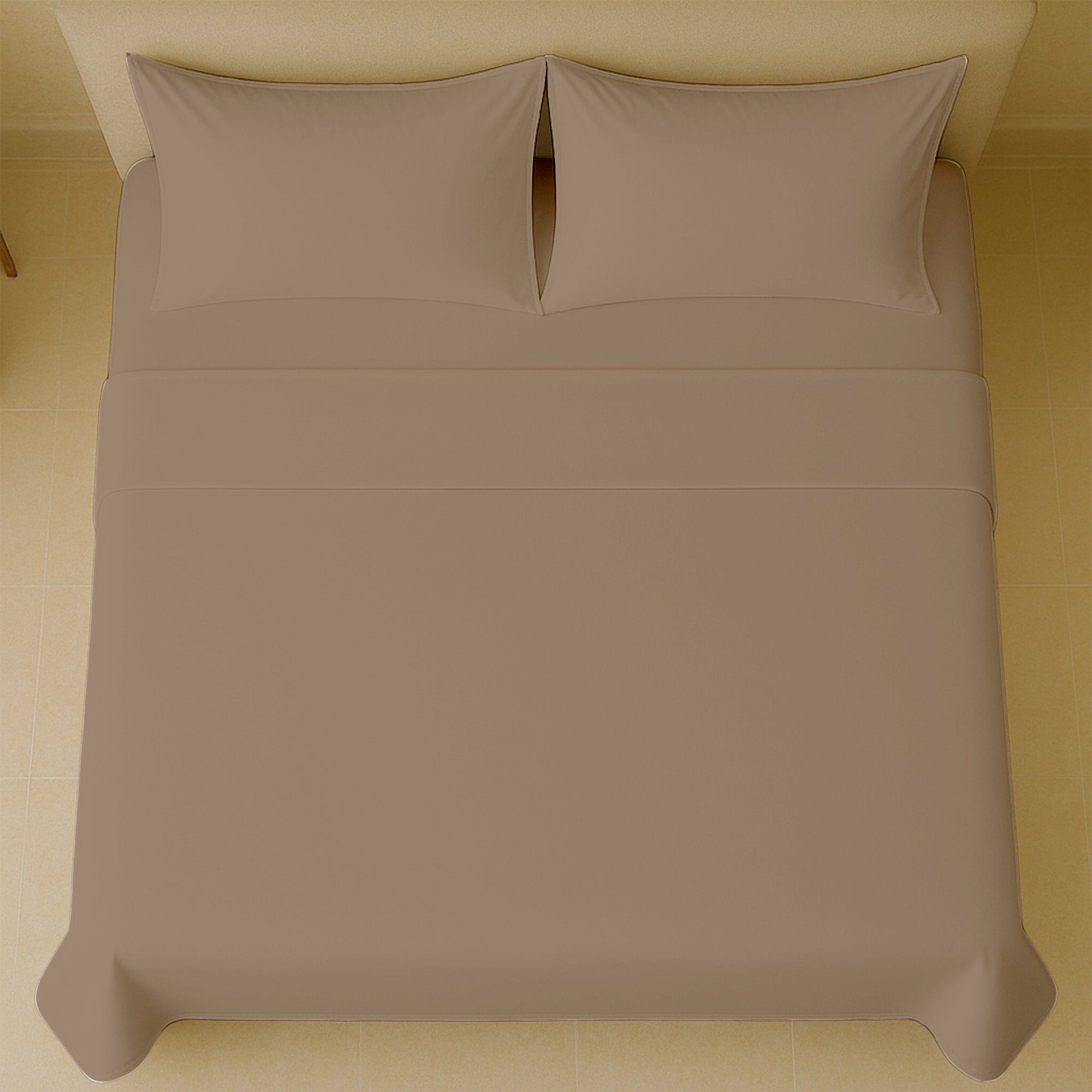 Luxury Sateen queen bed sheets neatly folded on bed