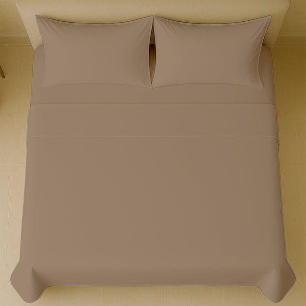 Luxury Sateen queen bed sheets neatly folded on bed