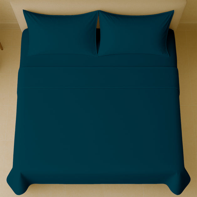 Luxury Sateen queen bed sheets neatly folded on bed