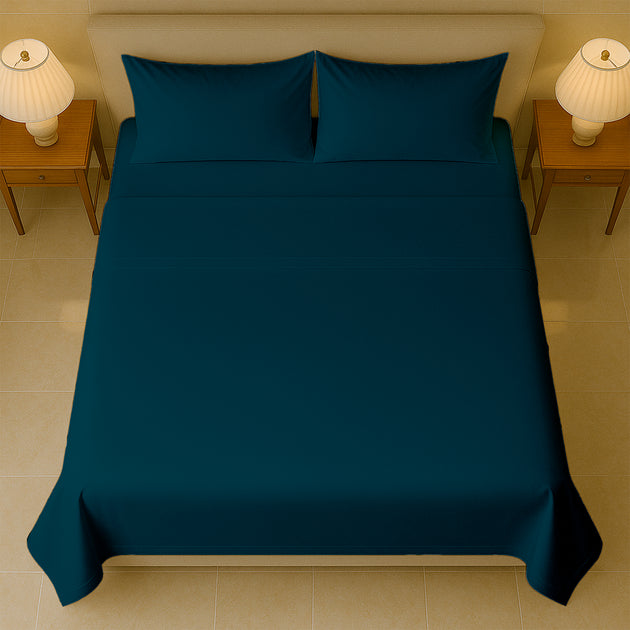 Soft 400 count thread sheets folded on queen size mattress