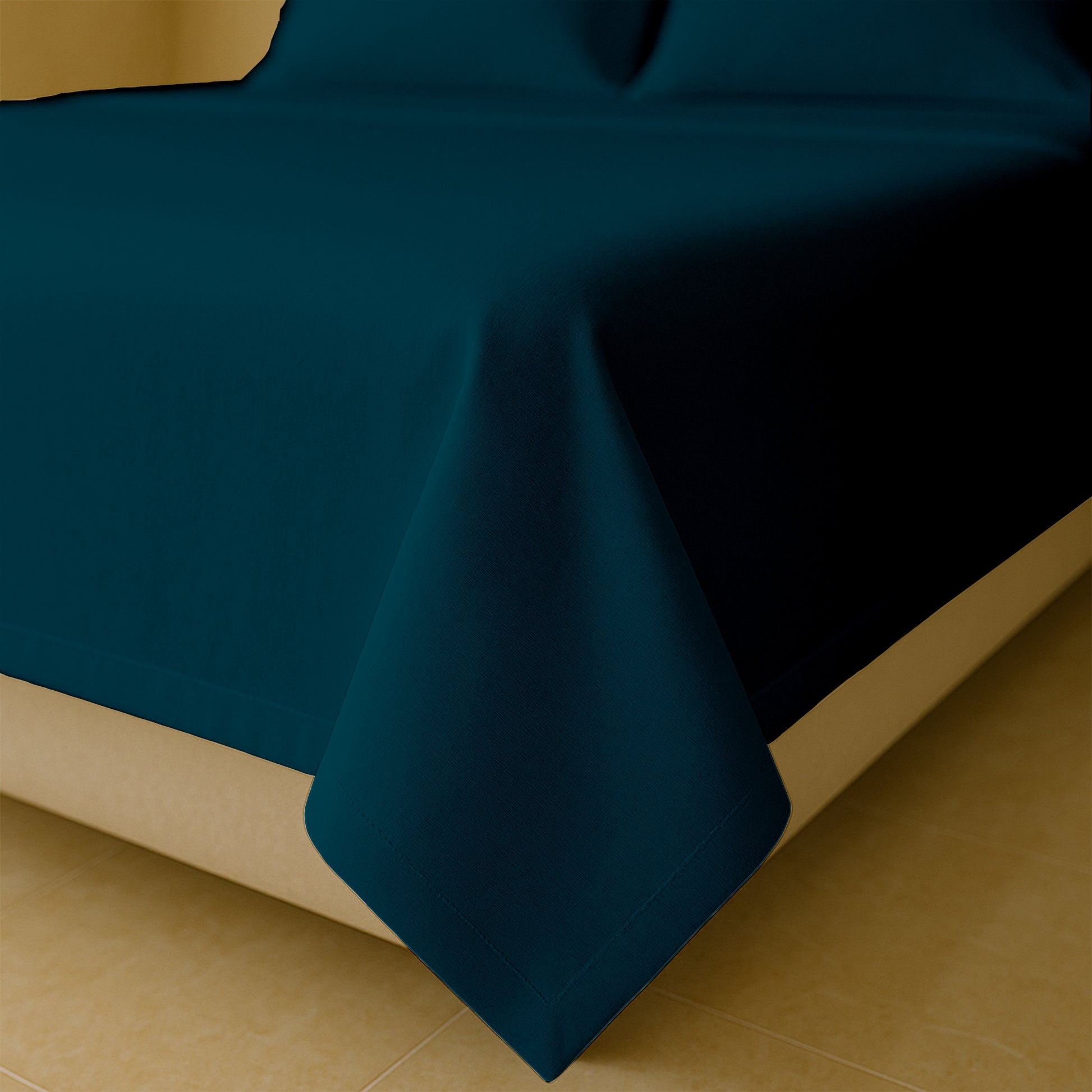 Soft 400 count thread sheets folded on queen size mattress