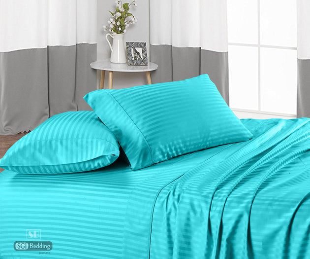 Turquoise Blue Stripe Sheet Set