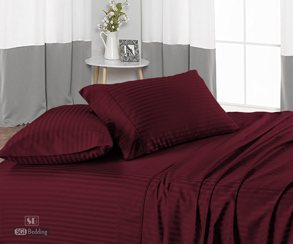 Wine Stripe Sheet Set