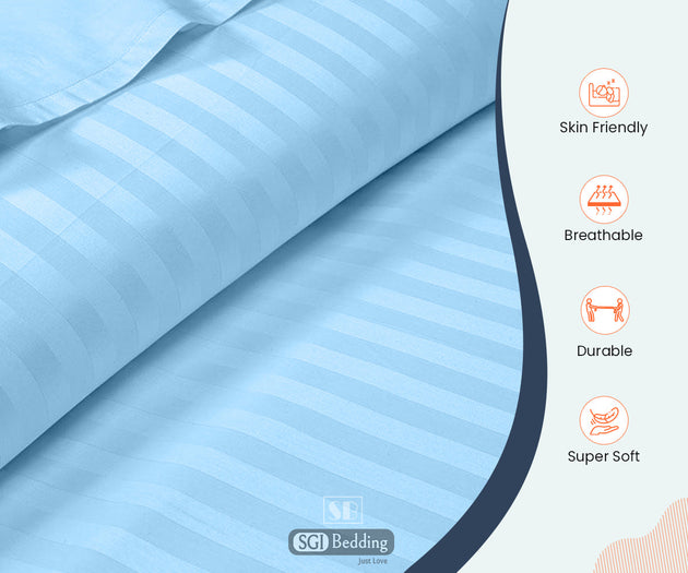 light blue stripe rv queen sheets