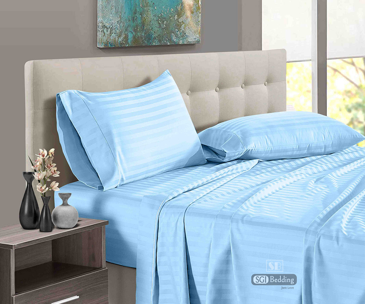 light blue stripe rv king sheets