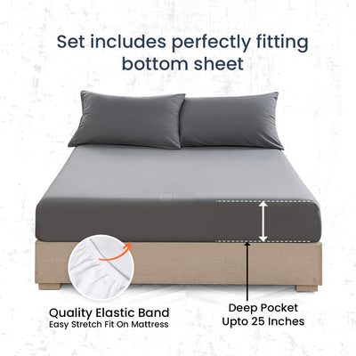 Dark Grey & White Contrast Fitted Sheets