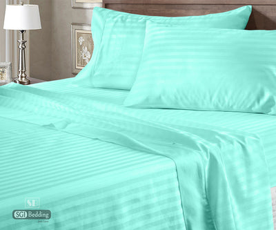 Aqua Blue Stripe Waterbed Sheet