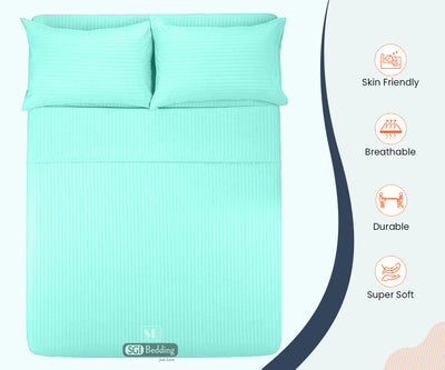 Aqua Green Stripe Flat Bed Sheet