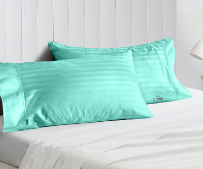 LUXURY AQUA BLUE STRIPE PILLOWCASES