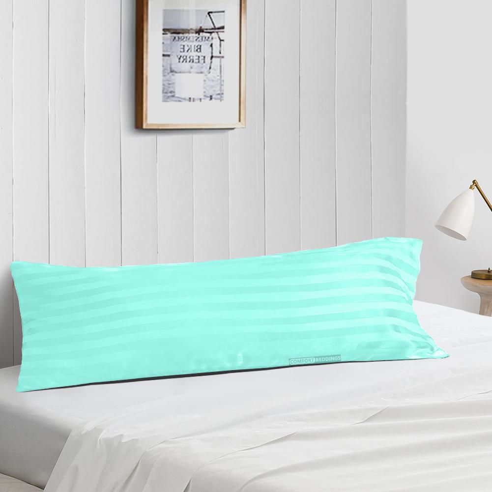 Aqua blue stripe body pillow cover