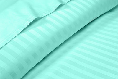 Aqua Blue Stripe Split King Sheets Set
