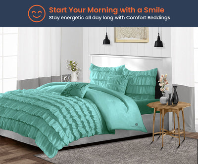 Luxury Aqua Green ruffled comforter