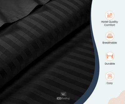 Luxury Black Stripe Fitted Sheets